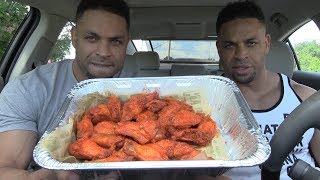 Eating Wingstop Hot Chicken Wings Hodgetwins [upl. by Binni914]