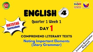 ENGLISH 4 QUARTER 1 WEEK 1  DAY 1  LITERARY TEXTS  NOTING IMPORTANT ELEMENTS  MATATAG CURRICULUM [upl. by Dorion]