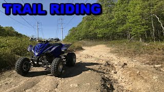 YAMAHA RAPTOR 350 TRAIL RIDING  CRASH [upl. by Anauqal]