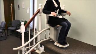 Stannah Stairlift User Demonstration on Curve Starla Model [upl. by Acebber]