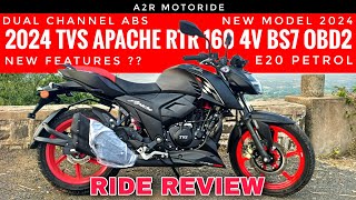 Tvs Apache 160 4V 2024 Model Test Ride Review  Dual Channel ABS  Mileage  Top Speed  Features [upl. by Jacobina606]