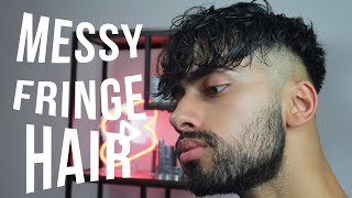 Messy Fringe Hairstyle Tutorial For Men [upl. by Delmor]