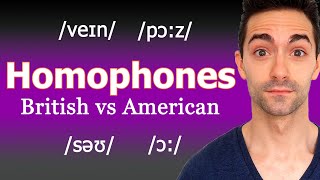 English HOMOPHONES  BRITISH vs AMERICAN Pronunciation  Different Spelling Same Pronunciation [upl. by Norvin]