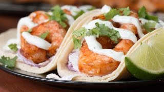 Grilled Shrimp Tacos with Creamy Cilantro Sauce [upl. by Golda]