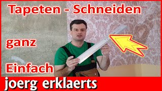 Tapezierschiene im Einsatz Tapeten schneiden ganz einfach erklärt Tapezieren Tutorial No 308 [upl. by Xela]