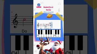 Melodía Rodolfo el Reno 🎄  Partitura con Notas y Teclas en PIANO 🎹  FÁCIL  villancicosdenavidad [upl. by Emmalee]