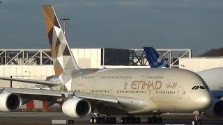 Etihad Airways A380 rejected takeoff at Hamburg Finkenwerder [upl. by Alletse]