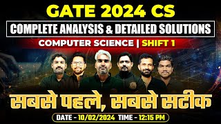 GATE 2024 CSE  Exam Analysis amp Detailed Solutions  Computer Science Engineering  10 Feb Shift 1 [upl. by Iatnohs636]