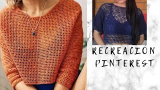 Blusa corta con mangas 34 con puntos abalorios a crochet [upl. by Soren950]