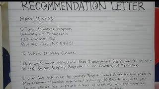 How to Write A Recommendation Letter for Students Step by Step  Writing Practices [upl. by Zzaj]