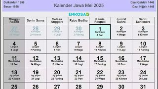 Kalender Jawa Mei 2025 Lengkap Hari Baik [upl. by Pammy754]