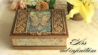 Szkatułka retro z motylem  Retro box with a butterfly Decoupage Tutorial [upl. by Cardwell]