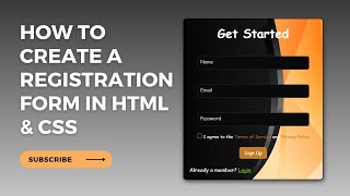 Registration Form using HTML amp CSS  Without Bootstrap pure HTML amp CSS  webcomponent [upl. by Hanley]