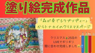 【✏️塗り絵完成作品紹介✨】「森が奏でるラプソディー」からトナカイのクリスマスのページ🎄✨ [upl. by Sallee653]