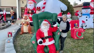 Setting Up Our Christmas Yard Display Live Lots of Inflatables and Animatronics [upl. by Wilton930]