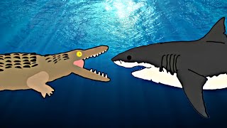 Saltwater Crocodile VS Great White Shark Short Animation [upl. by Hermon]