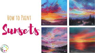 How to Paint Sunsets  Acrylic Painting Tutorial [upl. by Robena473]