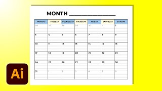 Create A Blank Calendar Template Printable In Illustrator CC In Minutes [upl. by Verity]