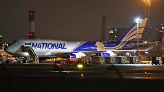 National Airlines Boeing 747400 Freighter night arrival to Tallinn Airport [upl. by Clothilde697]