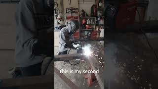 My 13 Year Old Welding with the new ArcCaptain Mig 145 Pro [upl. by Lindsy]