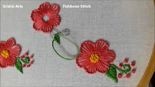 Hand Embroidery Tutorial Buttonhole StitchBlanket Stitch Flower All Over Design [upl. by Adonis474]