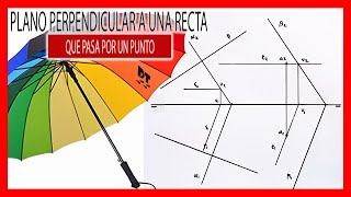 🎯📏 Plano PERPENDICULAR a una RECTA pasando por un PUNTO en diedrico [upl. by Ennael323]