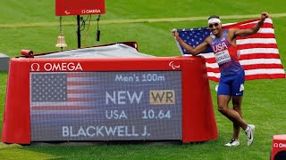 Paralympic track and field highlights USAs Jaydin Blackwell sets world record in 100m [upl. by Friedlander]