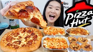 CHEESY PIZZA HUT FEAST Beef Pepperoni Pizza Lasagne amp Baked Chicken Pasta  Eating Show Mukbang [upl. by Tibbs249]