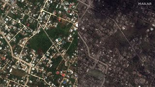 Tonga volcano eruption devastation See before amp after satellite pics [upl. by Llirpa211]