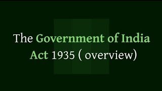 Government of India Act 1935  Act of 1935 overview [upl. by Vitale220]