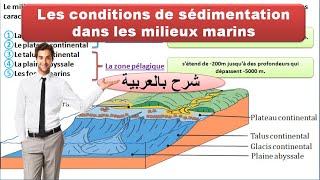 les conditions de sédimentation dans les milieux marins شرح بالعربية [upl. by Quillan133]