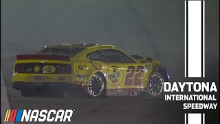 Final Laps Joey Logano makes block gets spun by Chris Buescher at Daytona [upl. by Elagiba717]