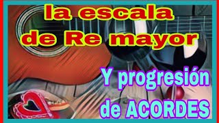 Escala de RE MAYOR abierta con la progresión de ACORDES [upl. by Ylsew]