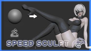 Zbrush Speed Sculpt  2B Nier Automata [upl. by Neleag]