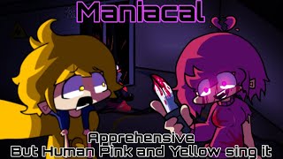 Maniacal  Apprehensive but Human Pink and Human Yellow sing it FNF Cover [upl. by Anav190]