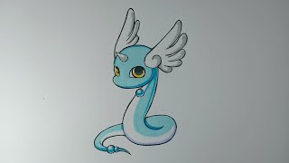 How To Draw Pokemon Dragonair Very Easy And Cute [upl. by Ordway]