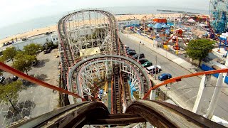 Triple Ride on Coney Island Cyclone Roller Coaster [upl. by Ahsead]