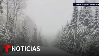 La nieve deja inusuales postales de invierno en pleno otoño al norte de EEUU  Noticias Telemundo [upl. by Nytsirhc]