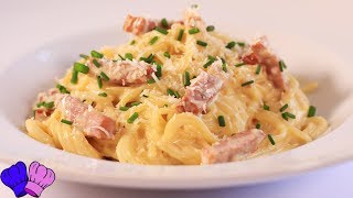 🍝ESPAGUETIS A LA CARBONARA CON NATA Y BACÓN🥓 [upl. by Isacco746]