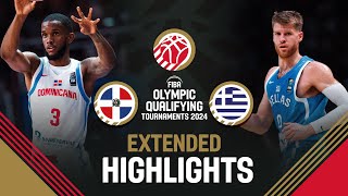 Dominican Republic 🇩🇴 vs Greece 🇬🇷  Extended Highlights  FIBA OQT 2024 Greece [upl. by Arutnev]