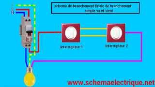 schema branchement cablage va et vient electrique [upl. by Kearney]