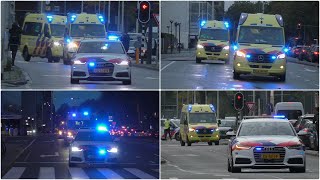 3x spoedtranport Politie Rotterdam begeleid ambulances naar Erasmus MC [upl. by Kinemod277]