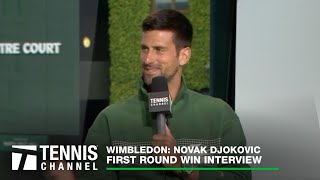 Novak Djokovic Feels Relaxed With Son Stefan On Court Wimbledon First Round Win [upl. by Sharleen913]