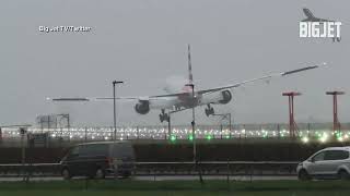 American Airlines plane makes wild landing at London Heathrow Airport [upl. by Auhel]