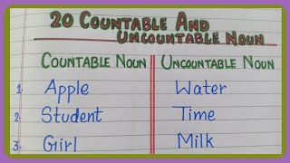 Examples of Countable and Uncountable Noun  20 Examples  English Grammar Countable [upl. by Yob]