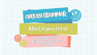 Identifying Error [upl. by Shumway]