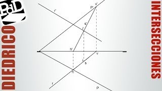 Intersección entre recta y plano mediante recta afín contenida en plano Diédrico [upl. by Anuayek733]