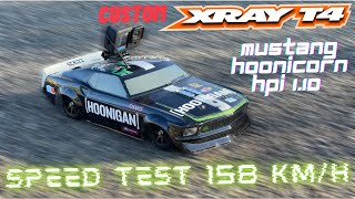 XRAY T4 110 CUSTOM RC CAR  KEN BLOCK MUSTANG  SPEED TEST  GOPRO 10  4Kmov [upl. by Ardnasela]