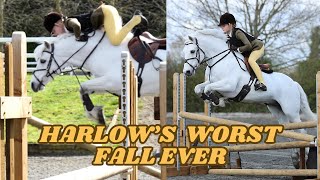 HARLOWS WORST FALL EVER SO SCARY [upl. by Howenstein880]