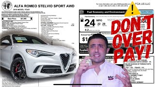 ALFA ROMEO STELVIO LeasePurchase Tricks WATCH before you buy Negotiation Tips  MA Car Broker [upl. by Nnailuj]